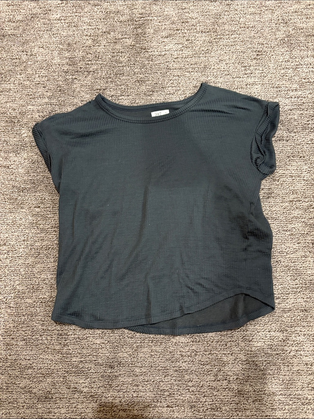 Ribbed Short Sleeve Tee in Black
